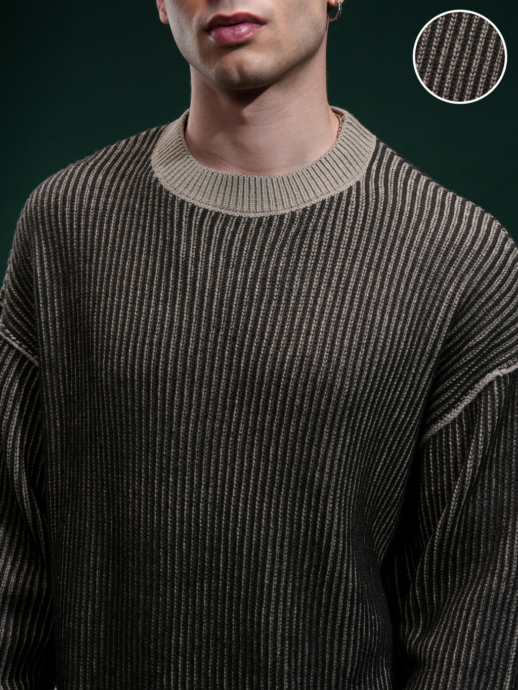 Highlander Men Black Round Neck Pullover Sweater - Black - Image 5