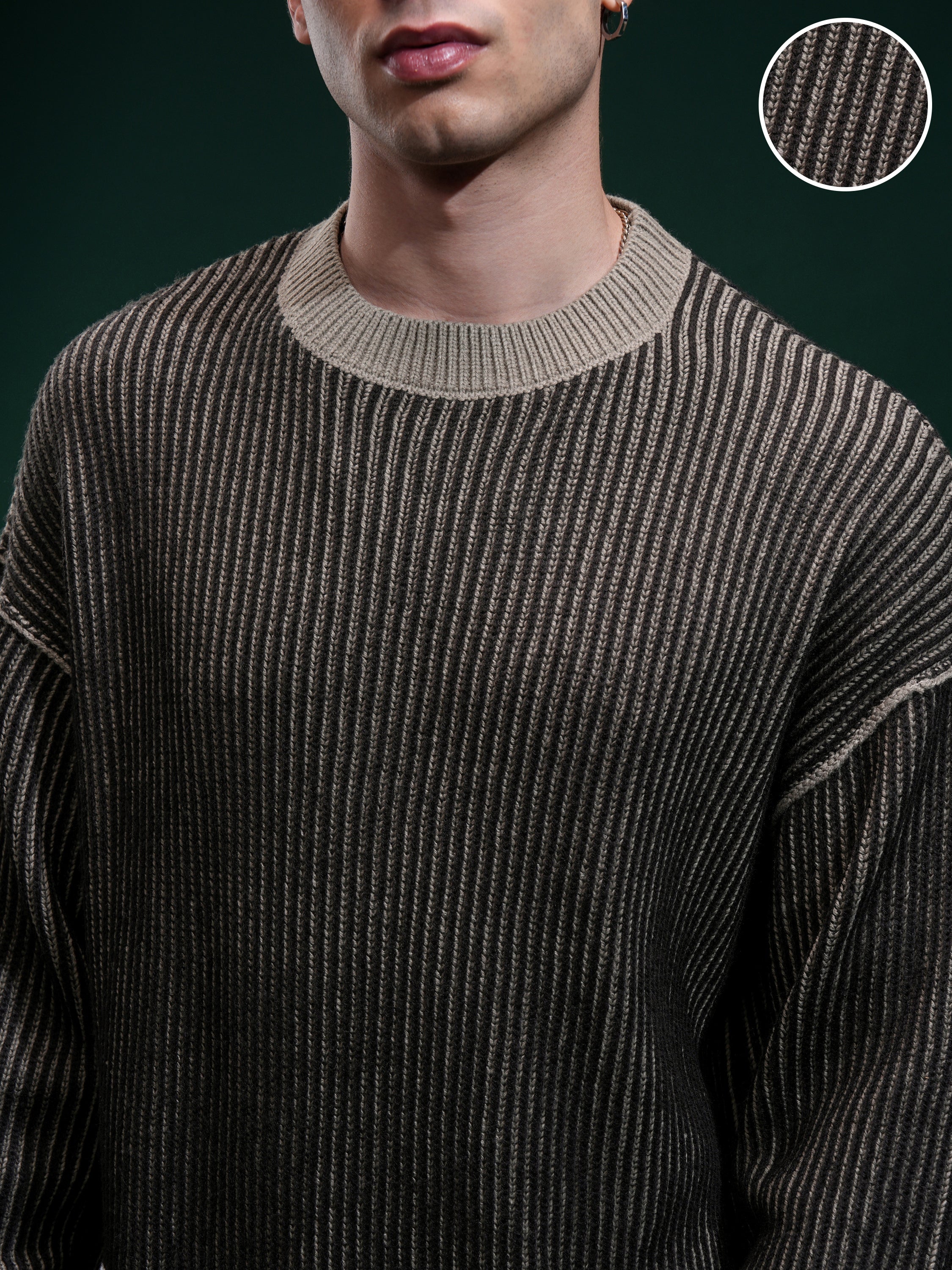 Highlander Men Black Round Neck Pullover Sweater - Black - Image 5