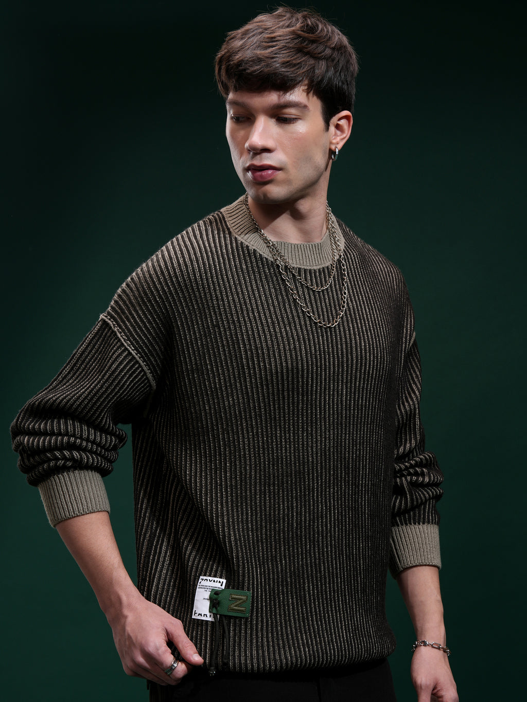 Highlander Men Black Round Neck Pullover Sweater - Black - Image 6