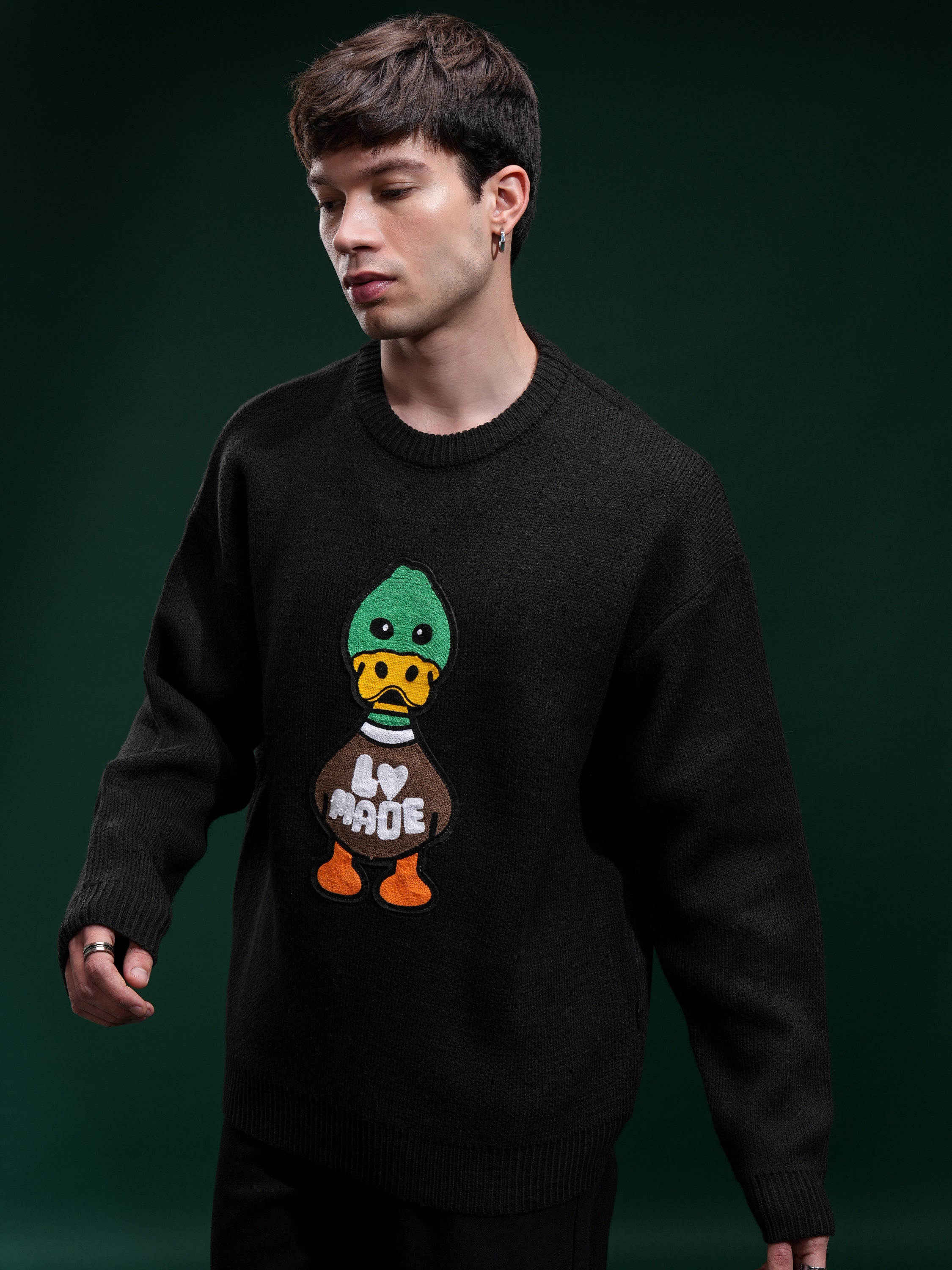 Highlander Men Black Round Neck Pullover Sweater - Black - Image 4