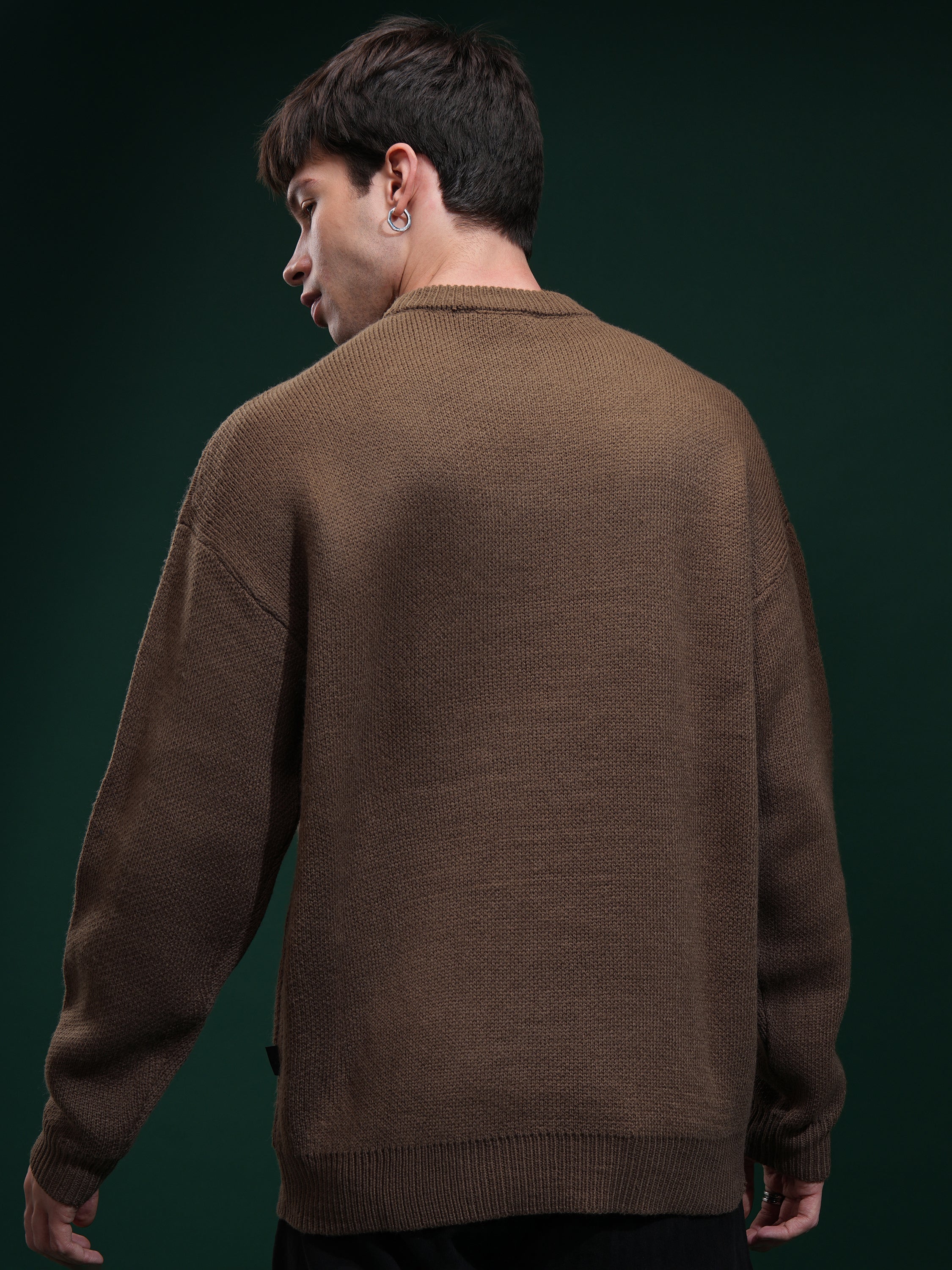 Highlander Men Brown Round Neck Pullover Sweater - Brown - Image 3