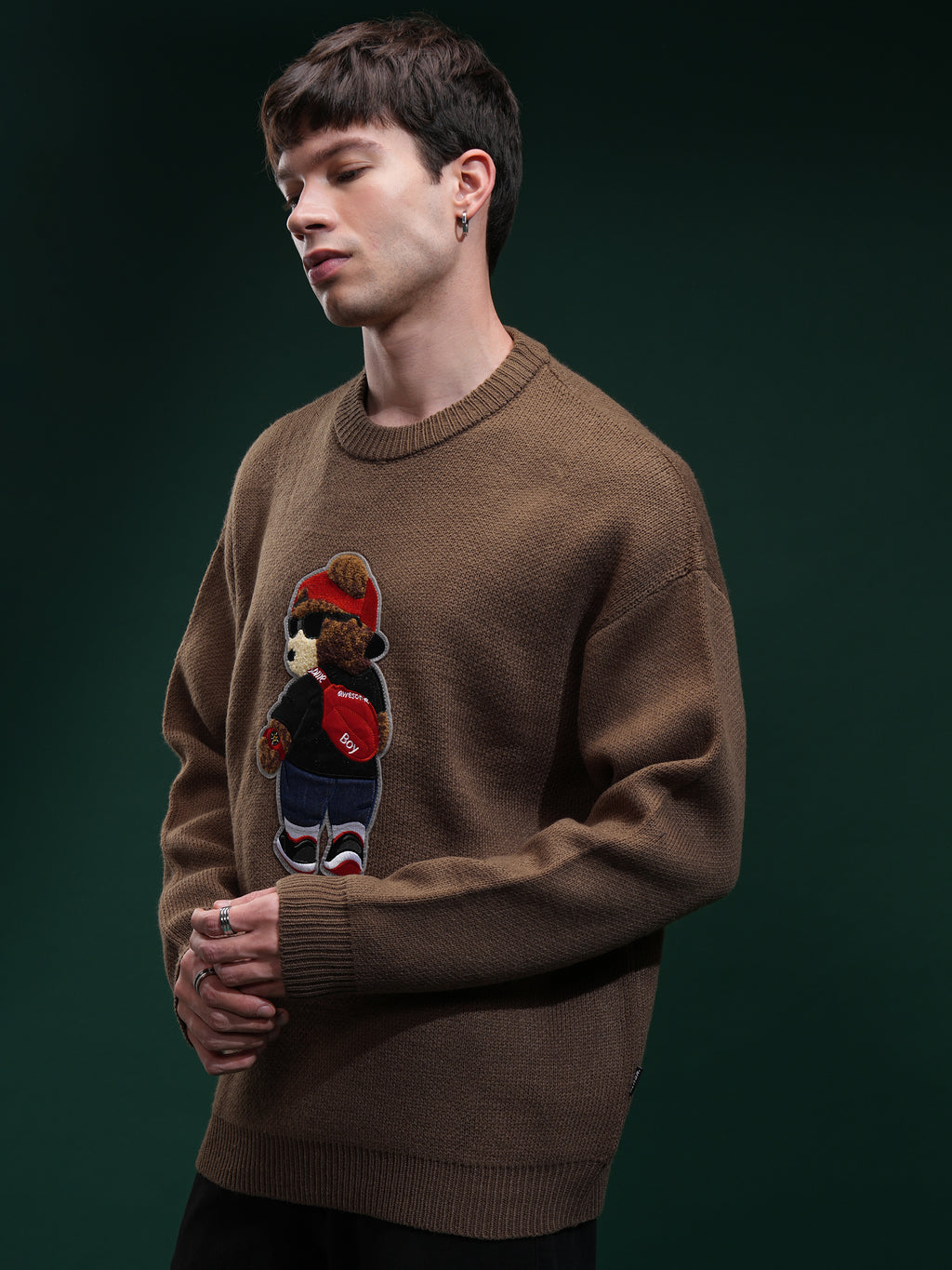 Highlander Men Brown Round Neck Pullover Sweater - Brown - Image 4