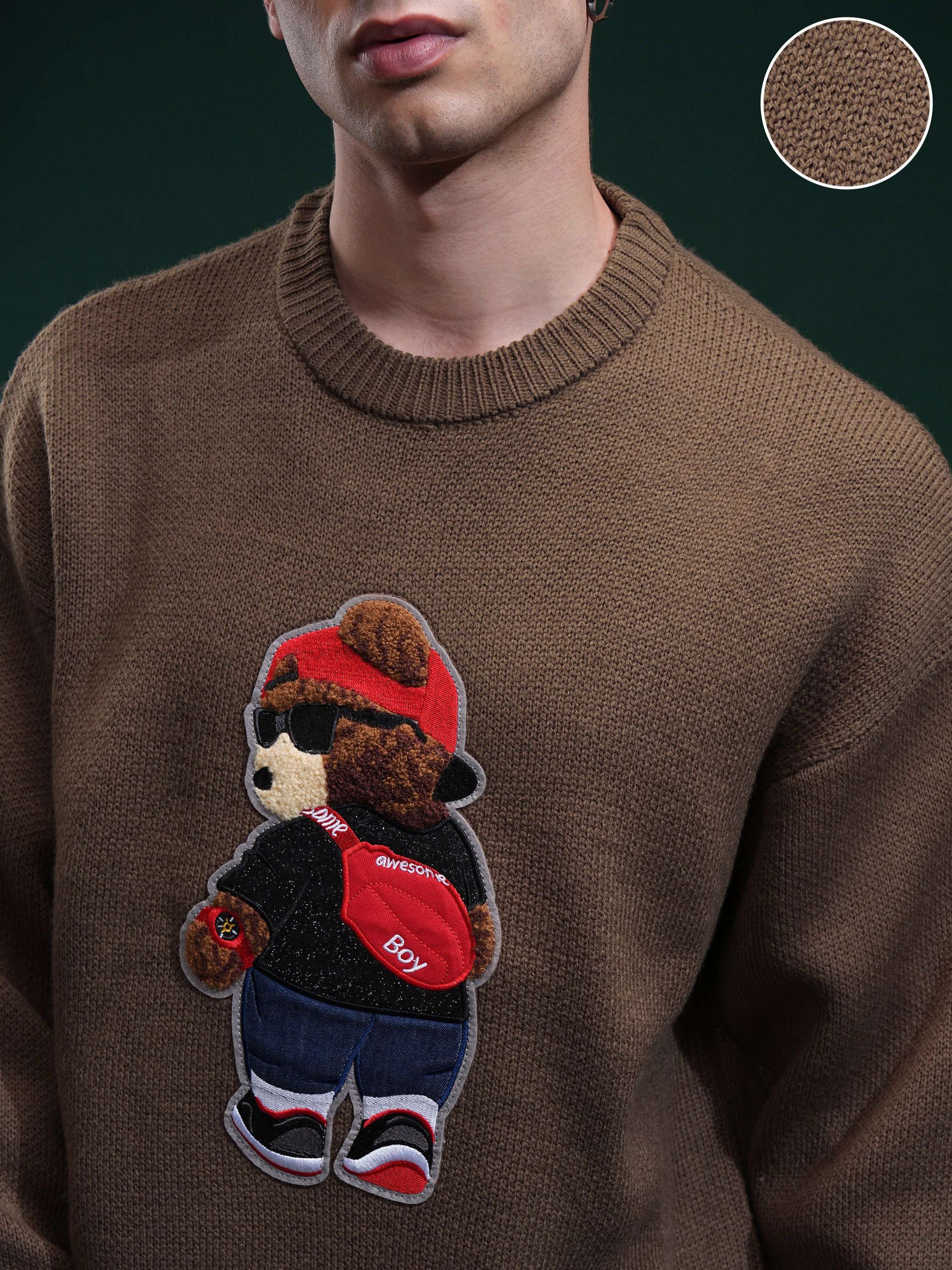 Highlander Men Brown Round Neck Pullover Sweater - Brown - Image 5