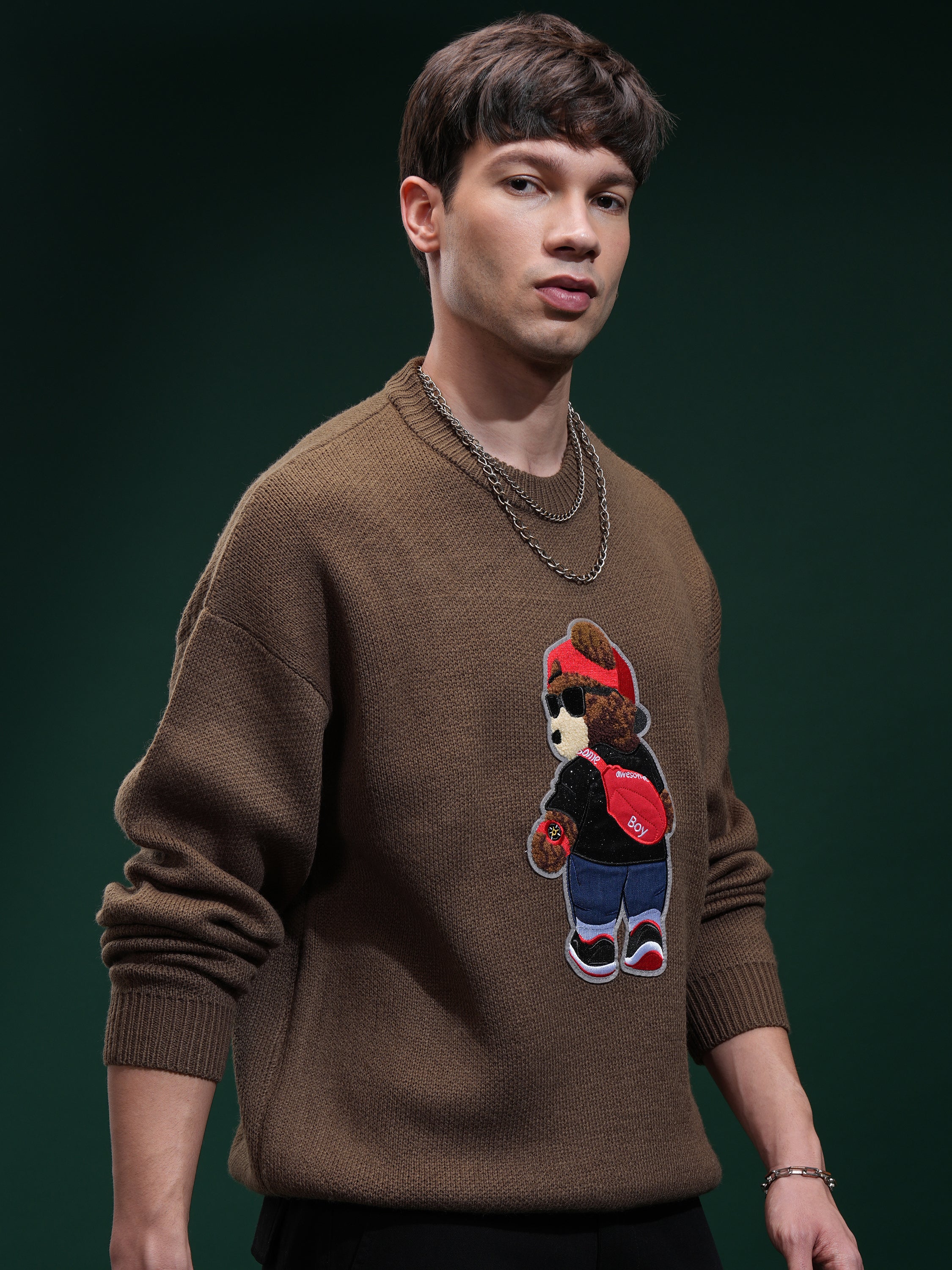 Highlander Men Brown Round Neck Pullover Sweater - Brown - Image 6