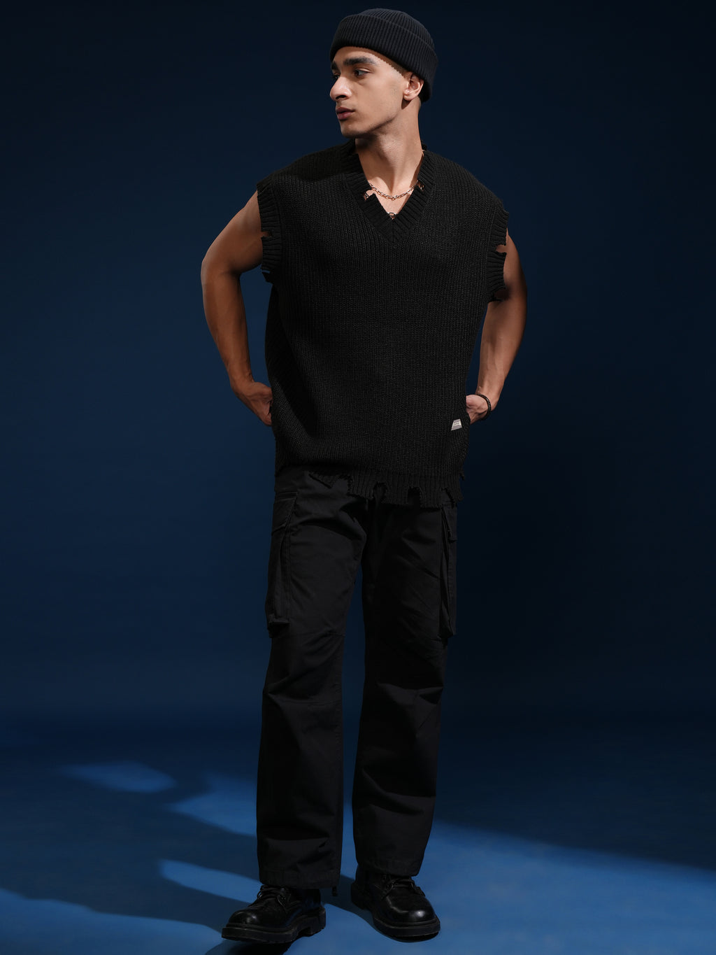 Highlander Men Black V-Neck Sweater Vest Sweater - Black - Image 2