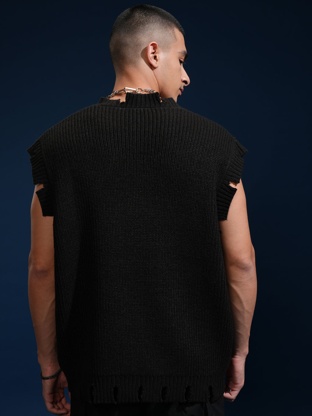 Highlander Men Black V-Neck Sweater Vest Sweater - Black - Image 3