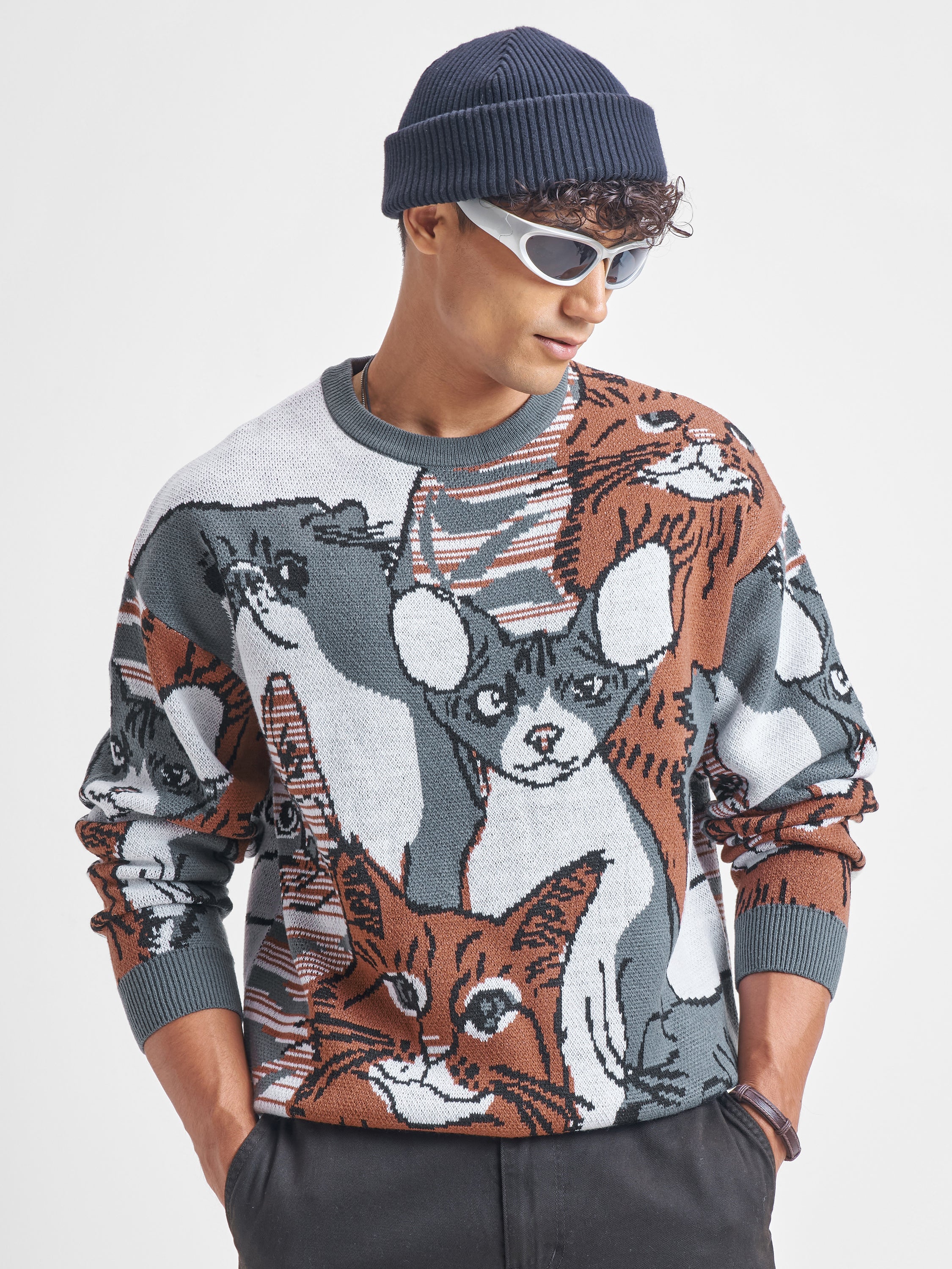 Highlander Men Brown Round Neck Pullover Sweater - Brown - Image 1