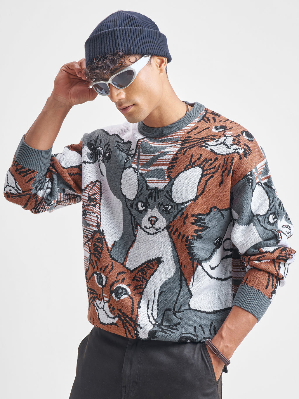 Highlander Men Brown Round Neck Pullover Sweater - Brown - Image 4