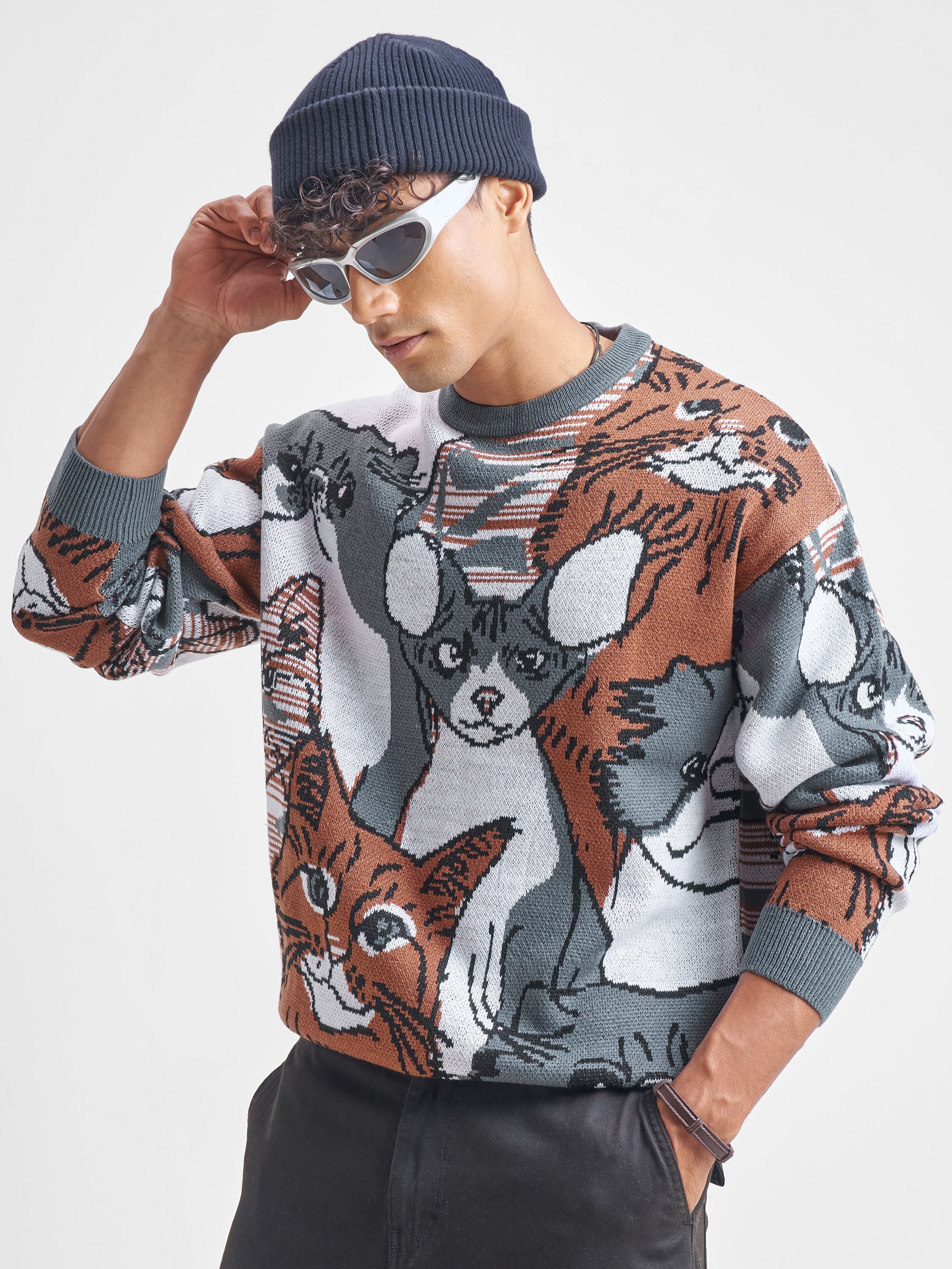 Highlander Men Brown Round Neck Pullover Sweater - Brown - Image 4