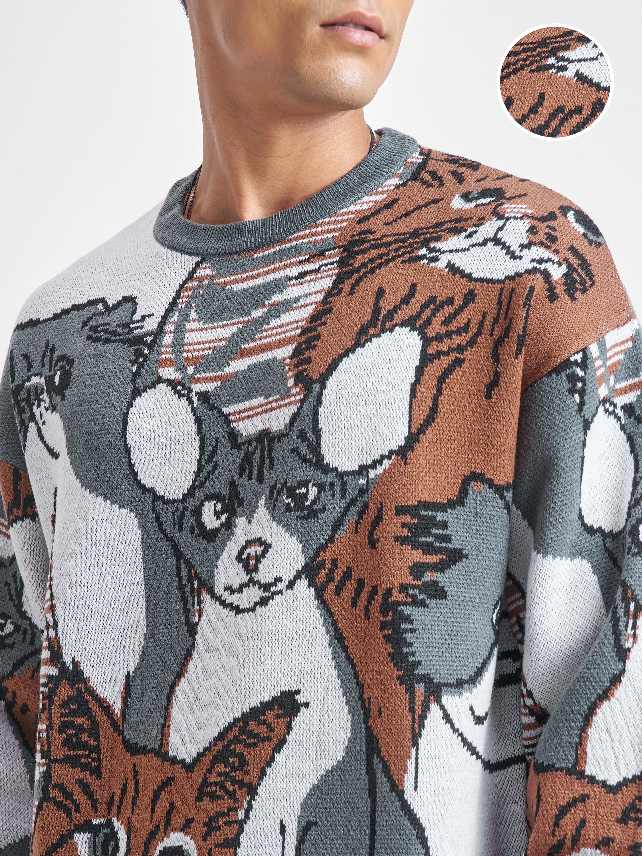 Highlander Men Brown Round Neck Pullover Sweater - Brown - Image 5