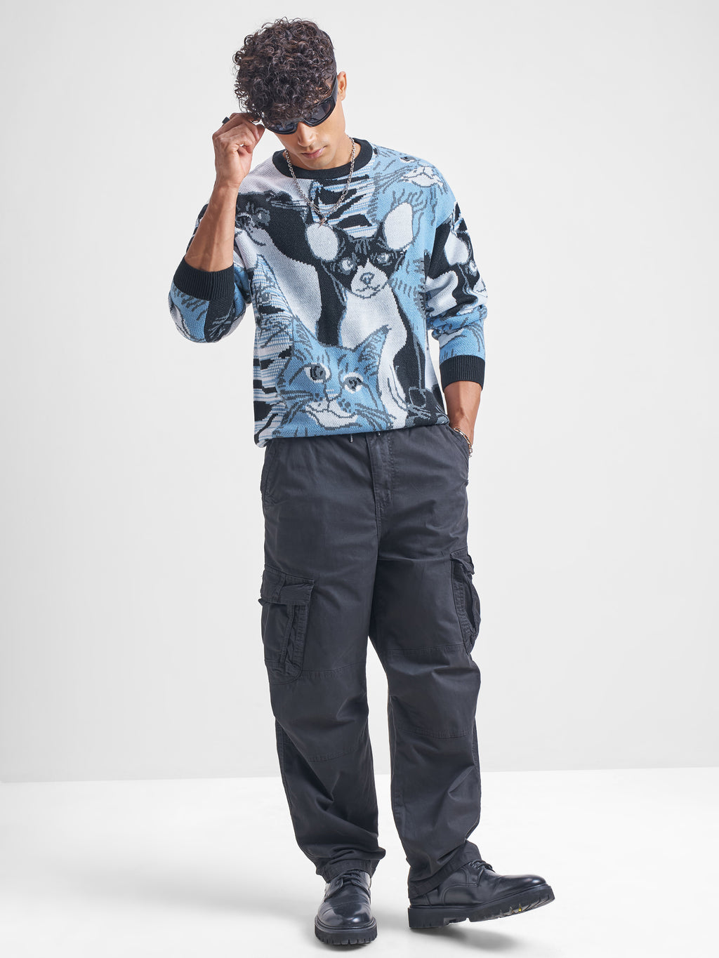 Highlander Men Blue Round Neck Pullover Sweater - Blue - Image 2