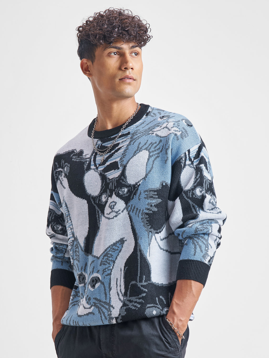 Highlander Men Blue Round Neck Pullover Sweater - Blue - Image 4