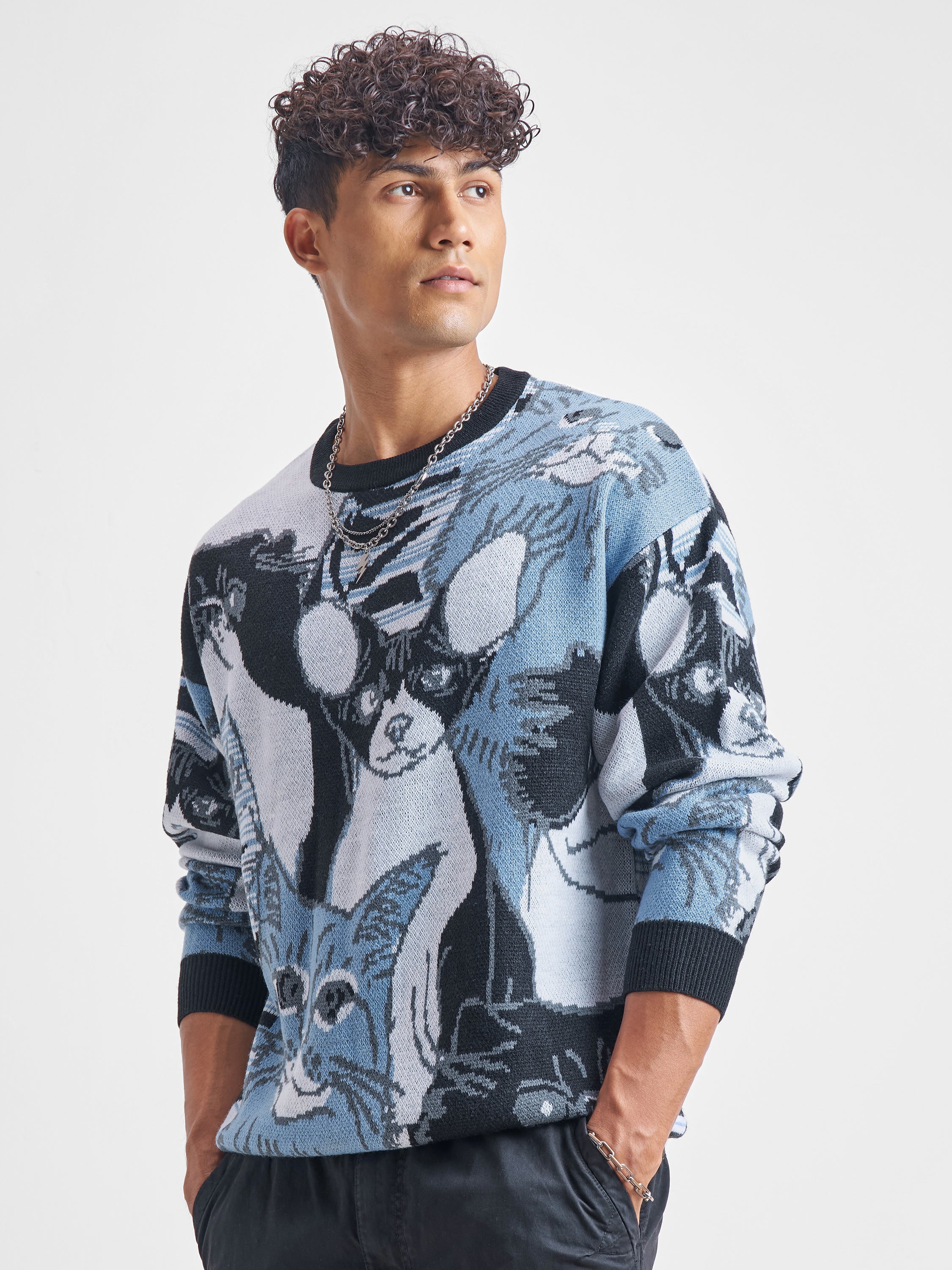 Highlander Men Blue Round Neck Pullover Sweater - Blue - Image 4