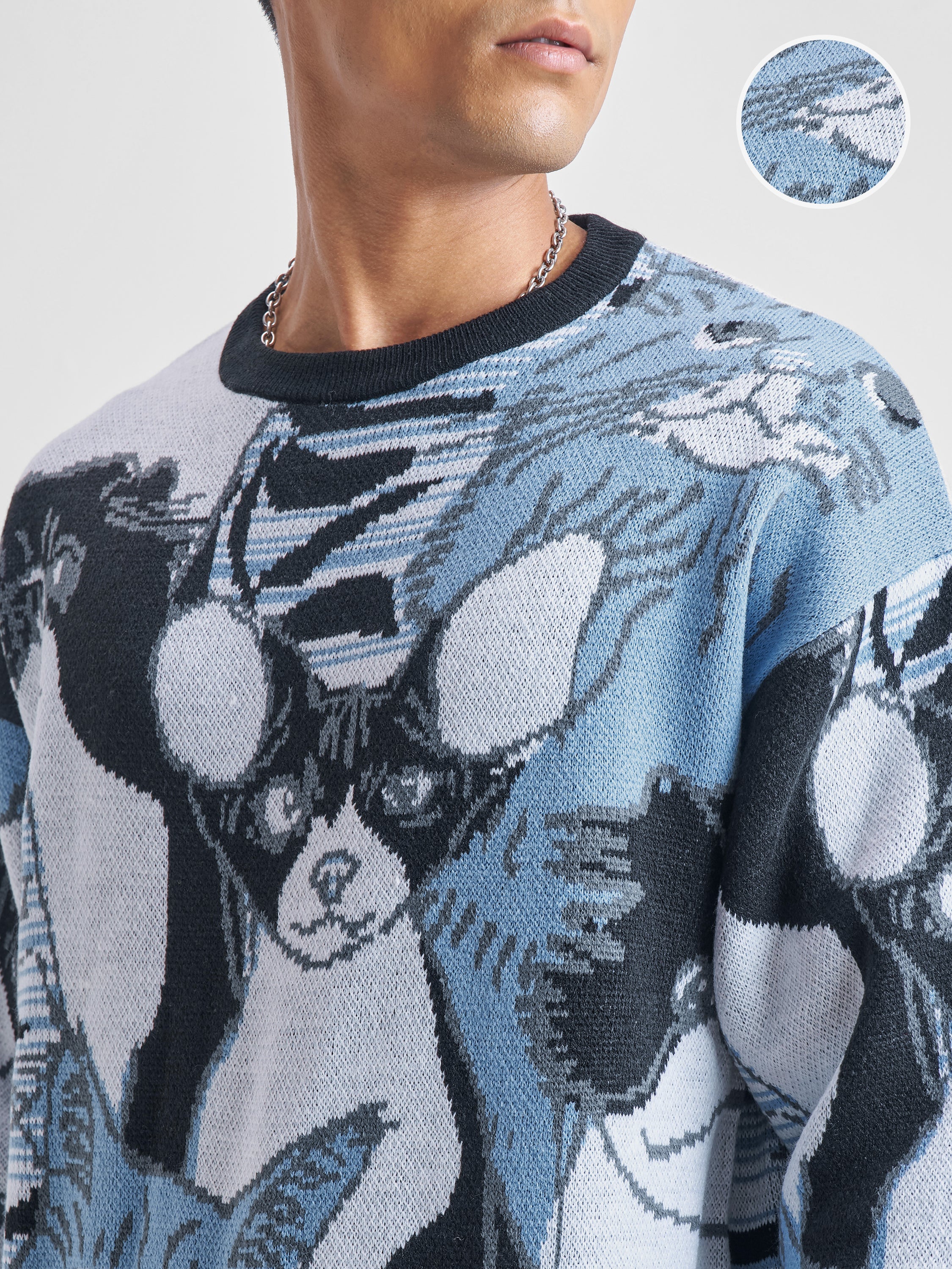 Highlander Men Blue Round Neck Pullover Sweater - Blue - Image 5