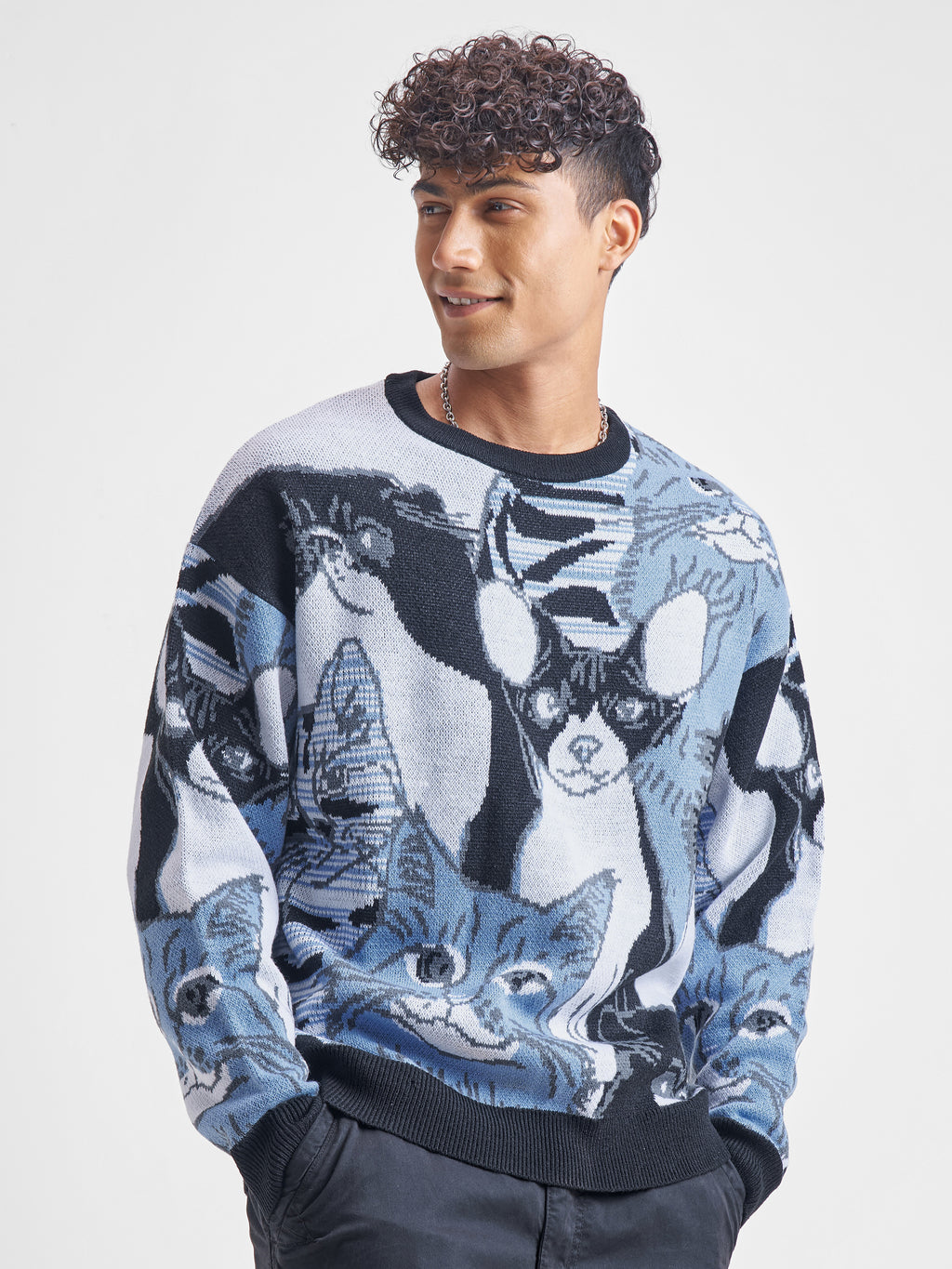 Highlander Men Blue Round Neck Pullover Sweater - Blue - Image 6