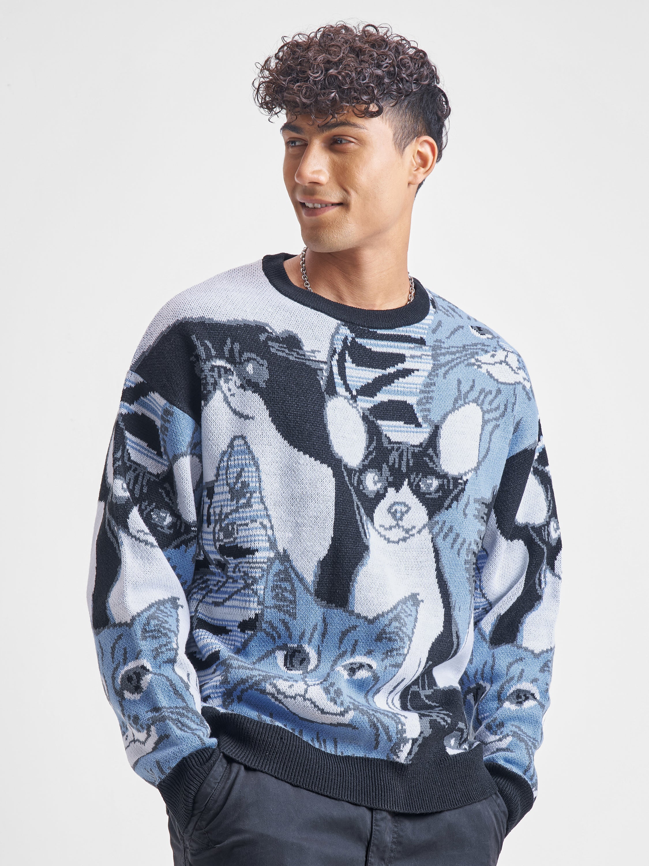 Highlander Men Blue Round Neck Pullover Sweater - Blue - Image 6