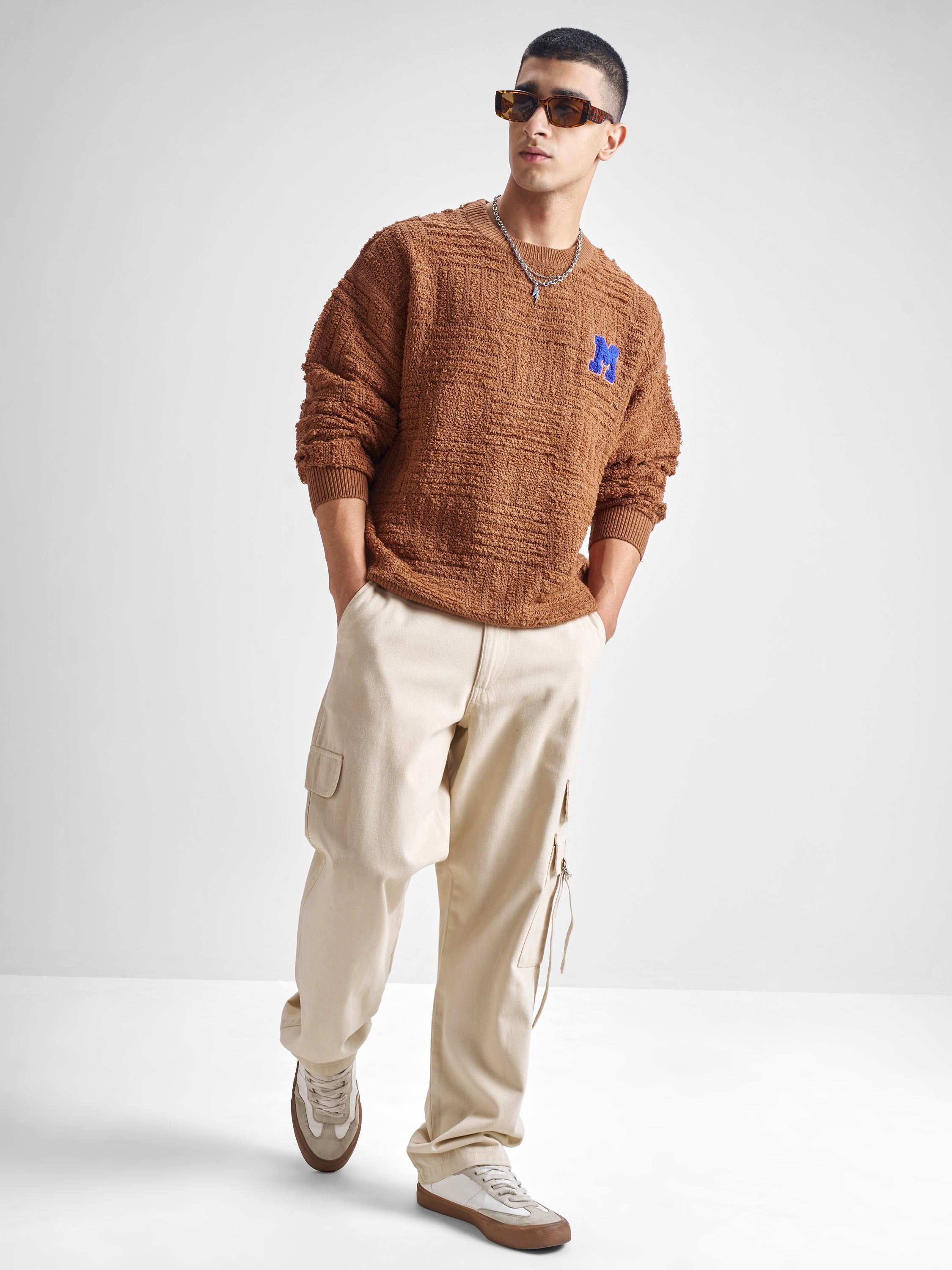 Highlander Men Brown Round Neck Pullover Sweater - Brown - Image 2