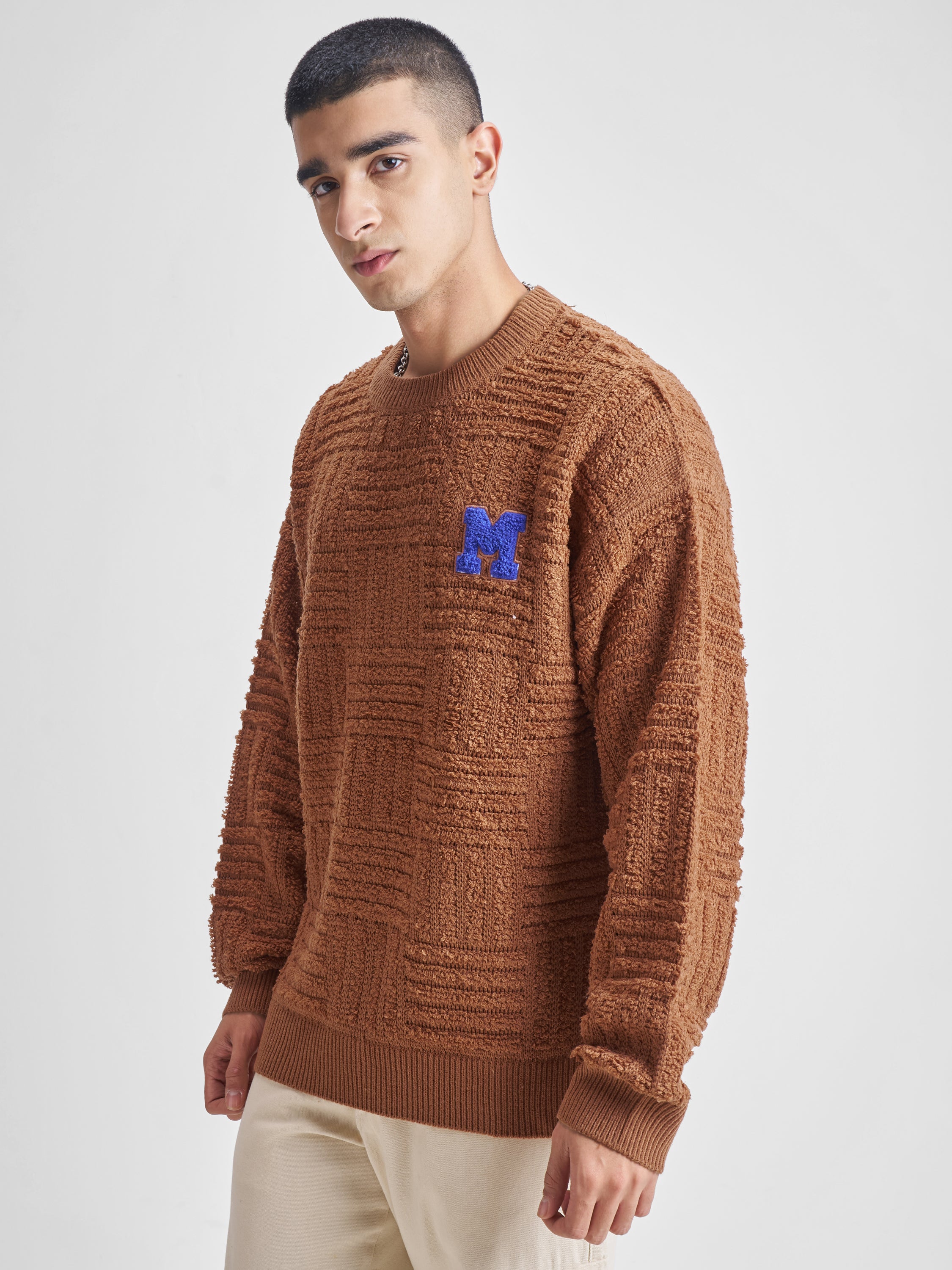 Highlander Men Brown Round Neck Pullover Sweater - Brown - Image 4