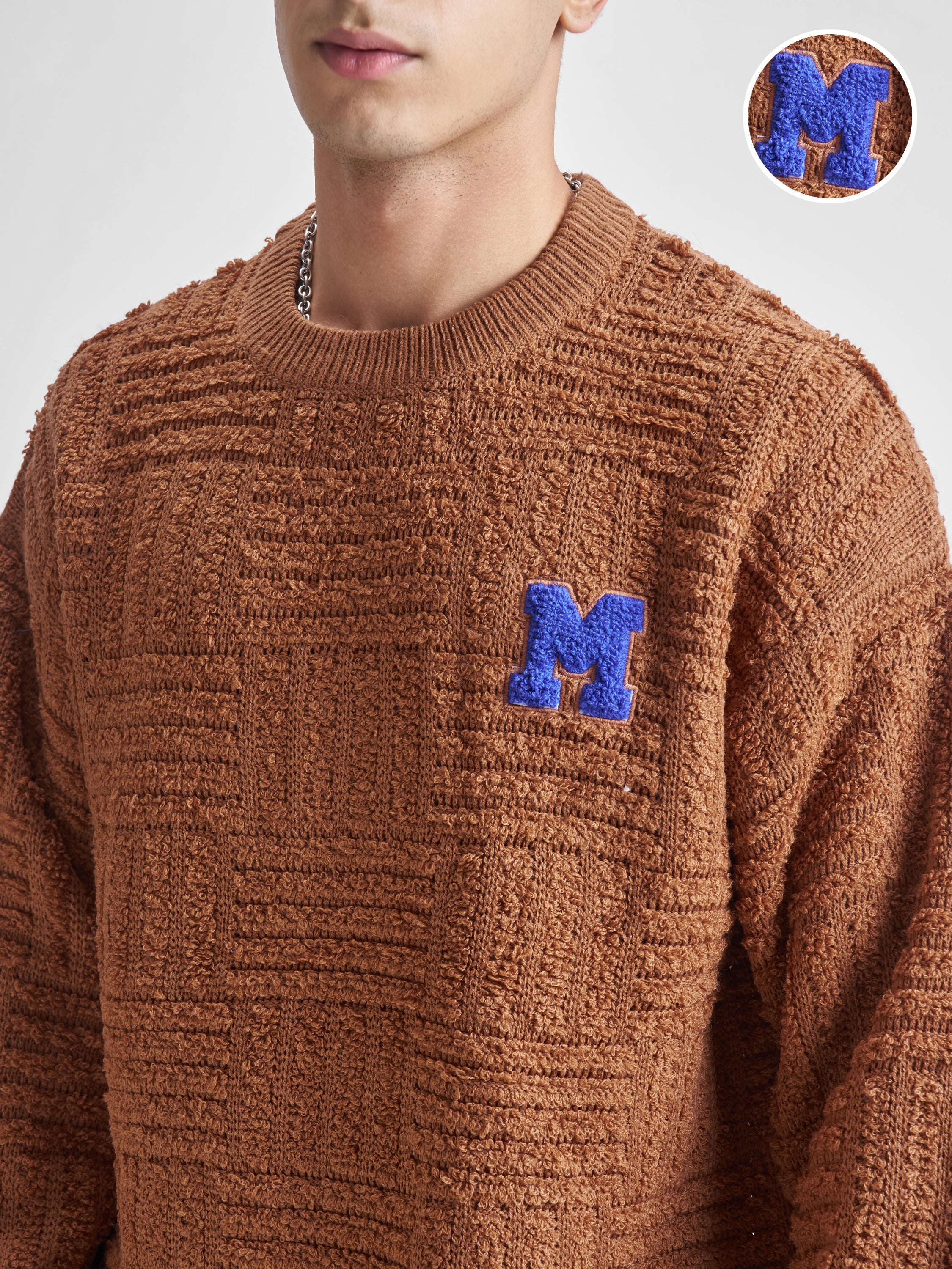 Highlander Men Brown Round Neck Pullover Sweater - Brown - Image 5