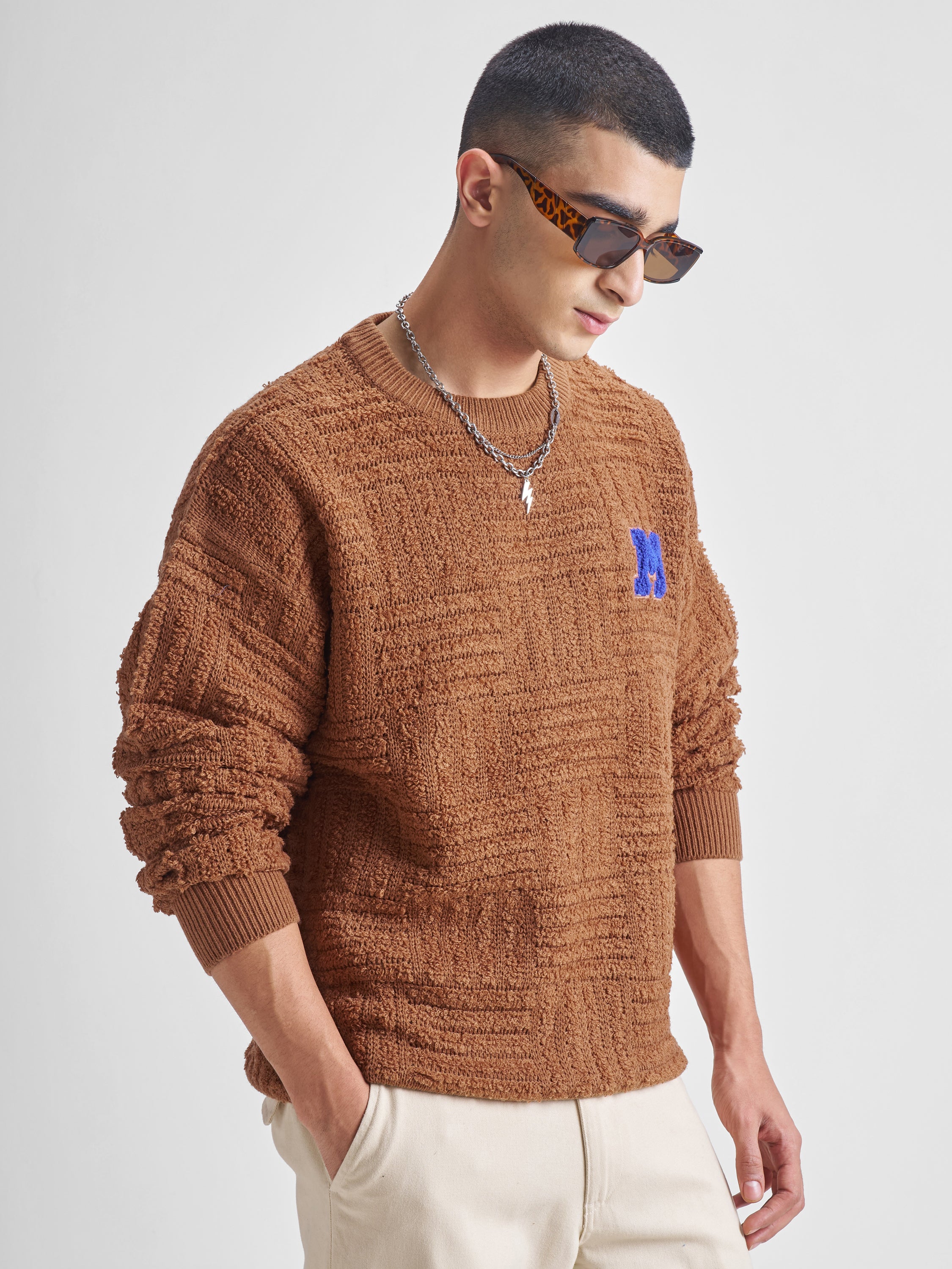 Highlander Men Brown Round Neck Pullover Sweater - Brown - Image 6