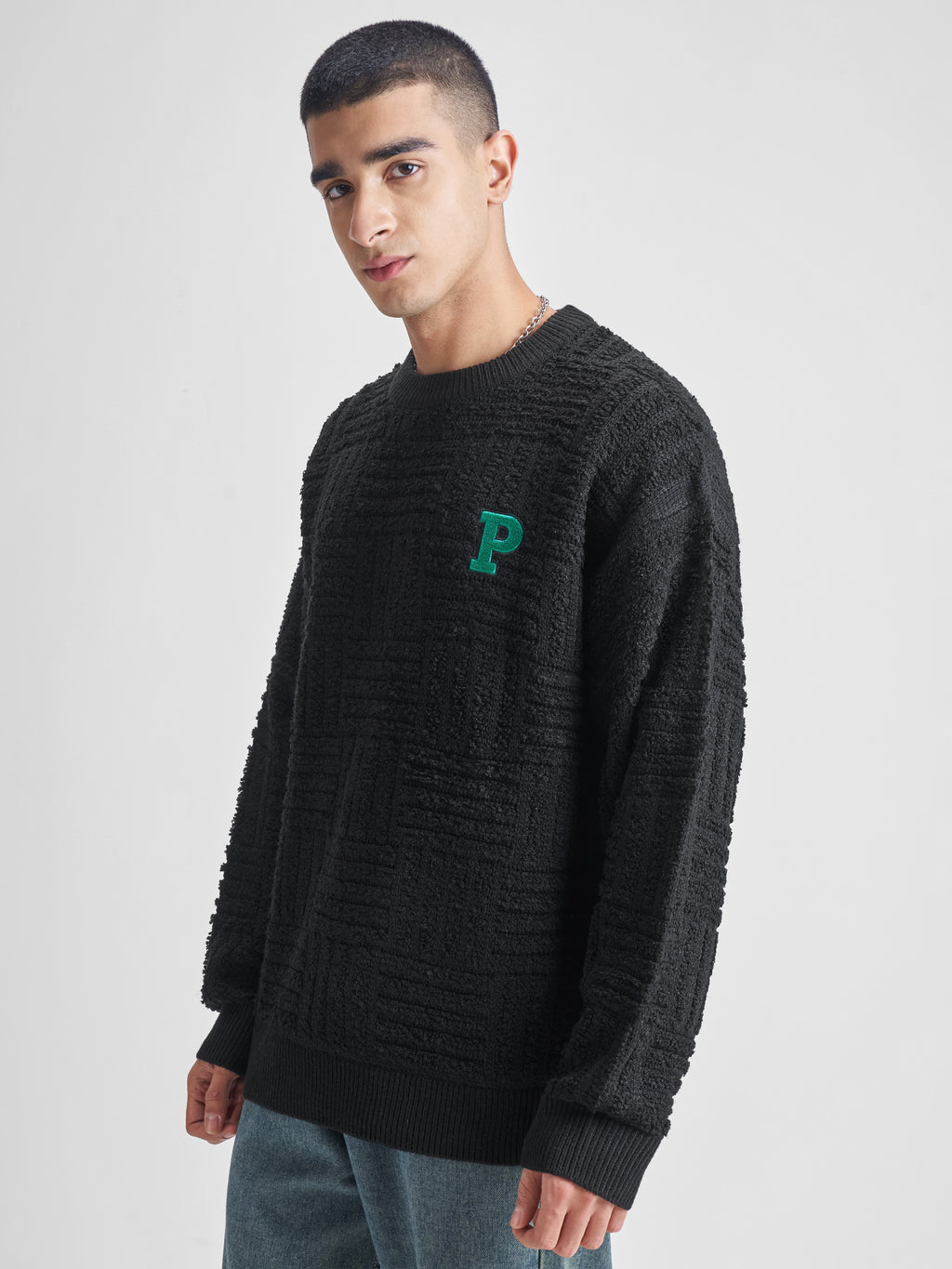Highlander Men Black Round Neck Pullover Sweater - Black - Image 4