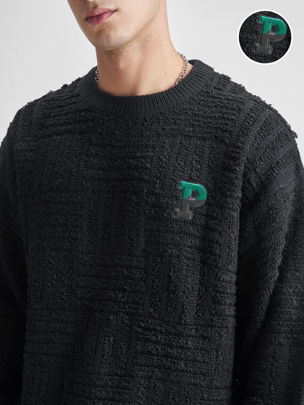 Highlander Men Black Round Neck Pullover Sweater - Black - Image 5