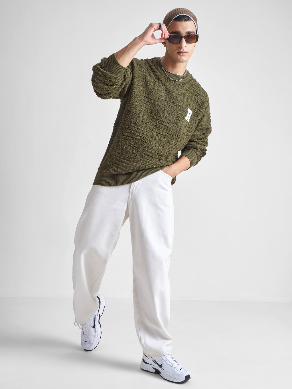 Highlander Men Olive Round Neck Pullover Sweater - Olive - Image 2