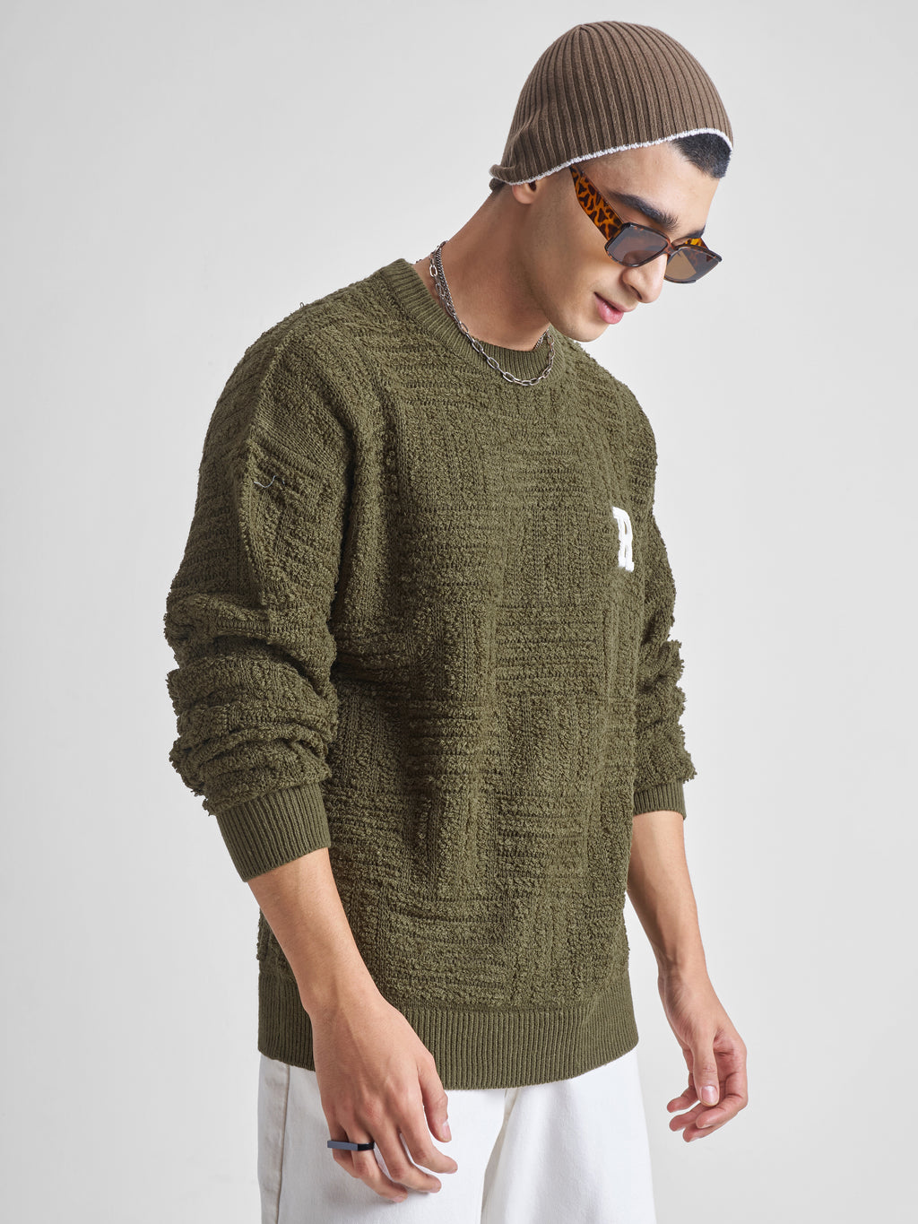 Highlander Men Olive Round Neck Pullover Sweater - Olive - Image 6