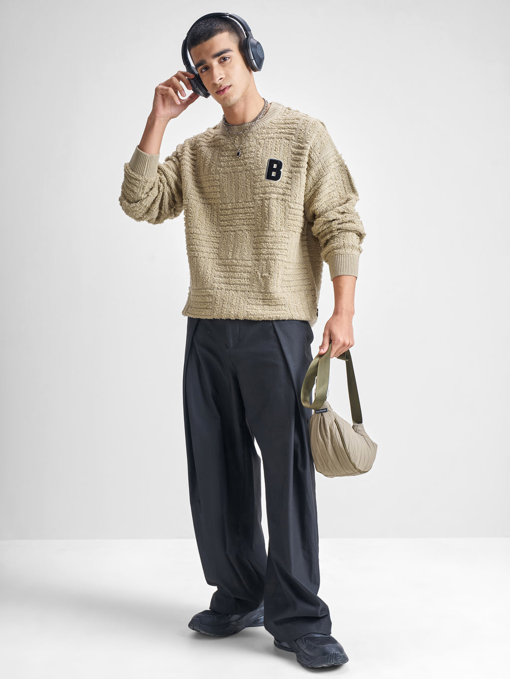 Highlander Men Beige Round Neck Pullover Sweater - Beige - Image 2