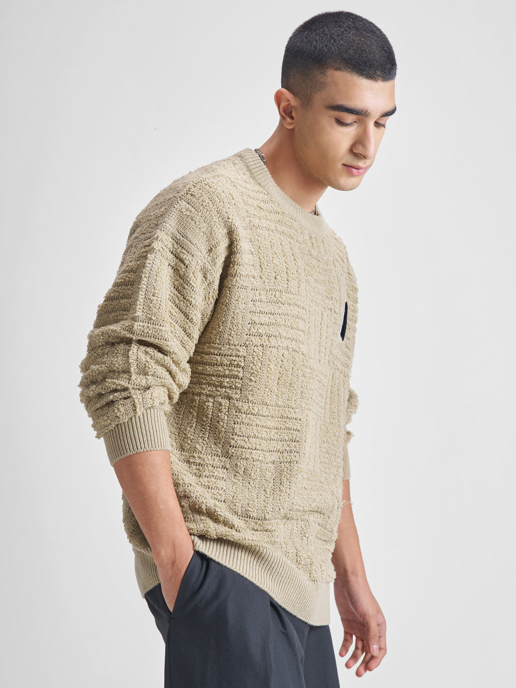 Highlander Men Beige Round Neck Pullover Sweater - Beige - Image 6
