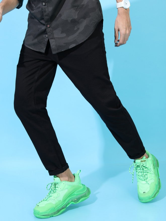 Highlander Men Black Tapered Fit Chinos - Black - Image 1