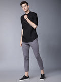 Men Grey Tapered Fit Solid Chinos - Grey - Image 1