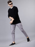 Men Grey Slim Fit Solid Cargos - Grey - Image 1