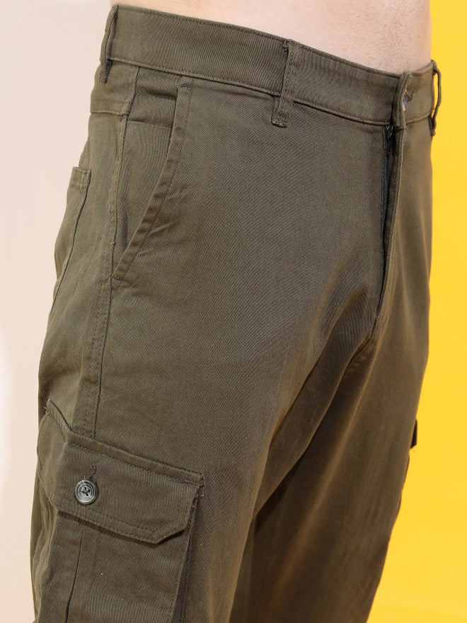 Highlander Men Light Olive Slim Fit Cargos - Olive - Image 4
