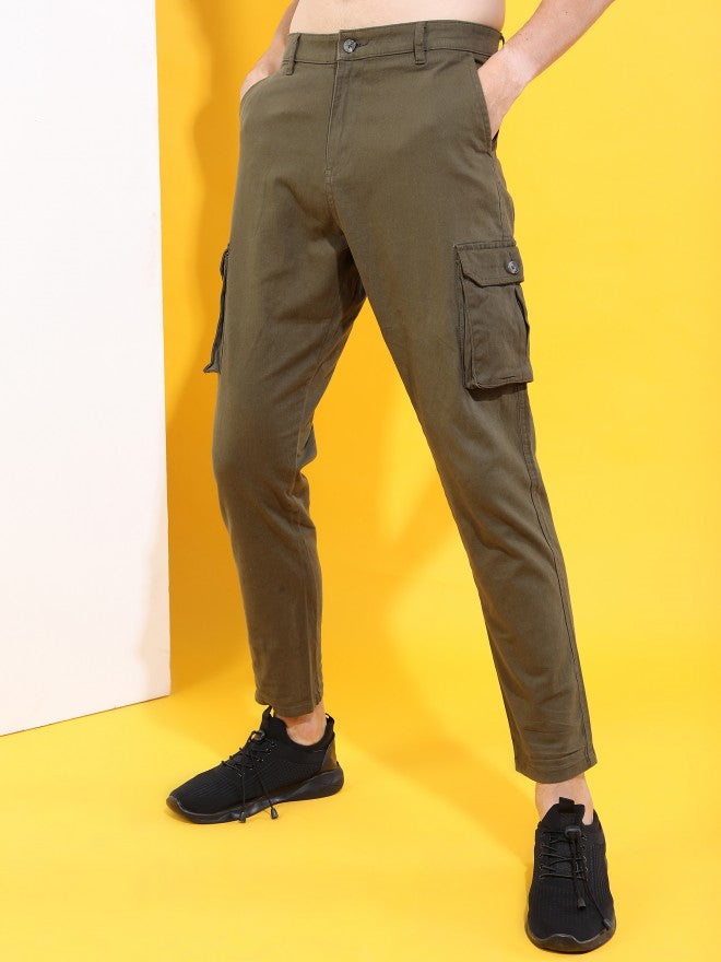 Highlander Men Light Olive Slim Fit Cargos - Olive - Image 5
