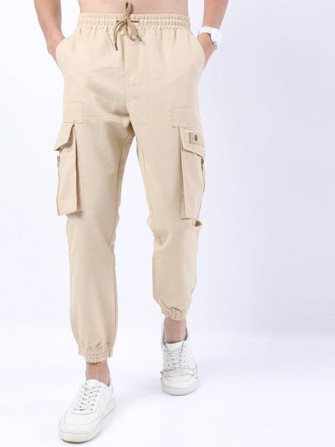 Highlander Men Latte Slim Fit Cargos - Beige - Image 1