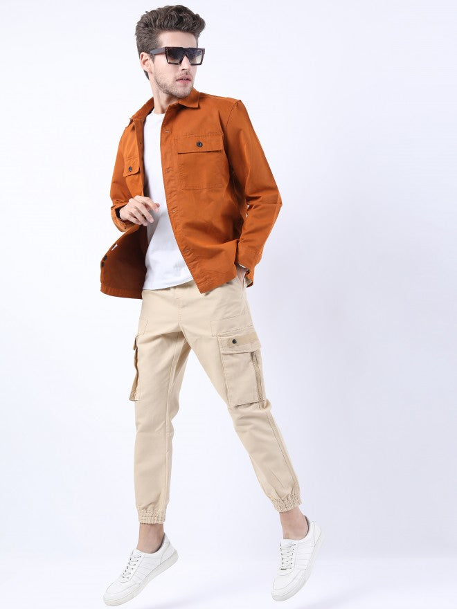 Highlander Men Latte Slim Fit Cargos - Beige - Image 2