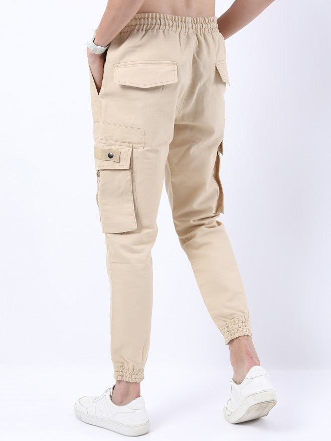 Highlander Men Latte Slim Fit Cargos - Beige - Image 3