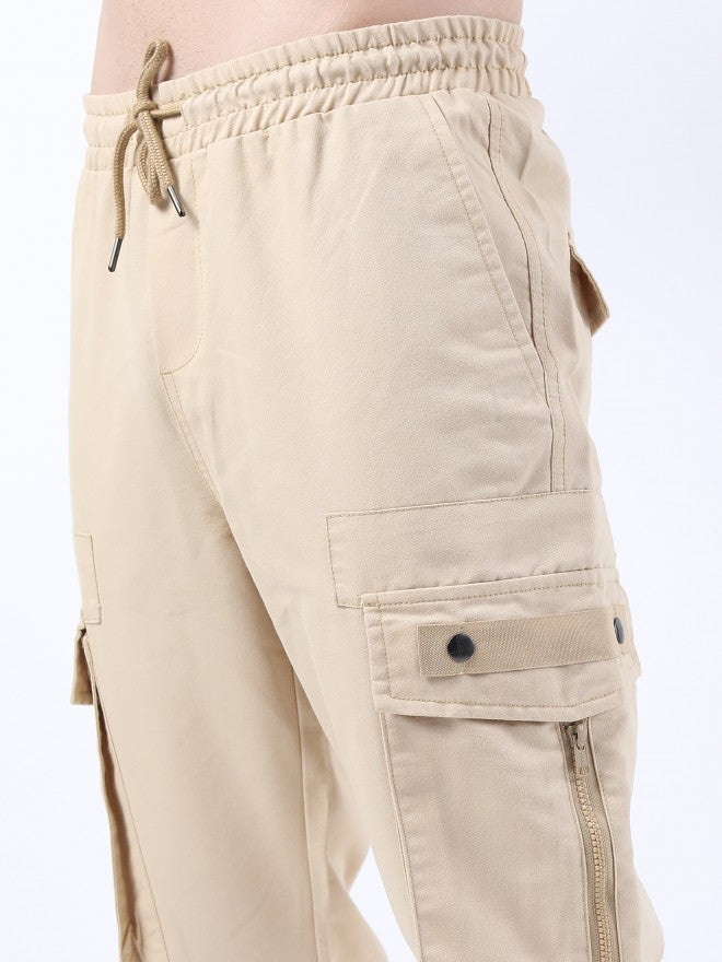Highlander Men Latte Slim Fit Cargos - Beige - Image 4