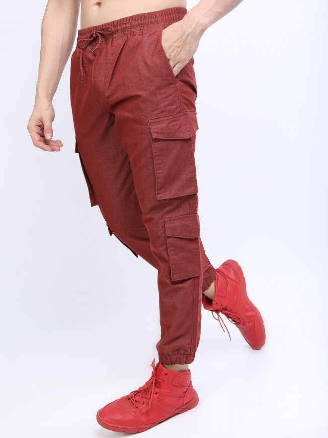 Highlander Men Russet Regular Fit Cargos - Terracotta - Image 4