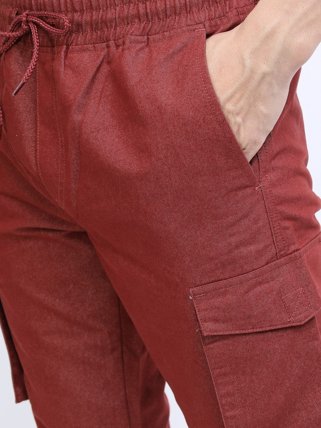 Highlander Men Russet Regular Fit Cargos - Terracotta - Image 5