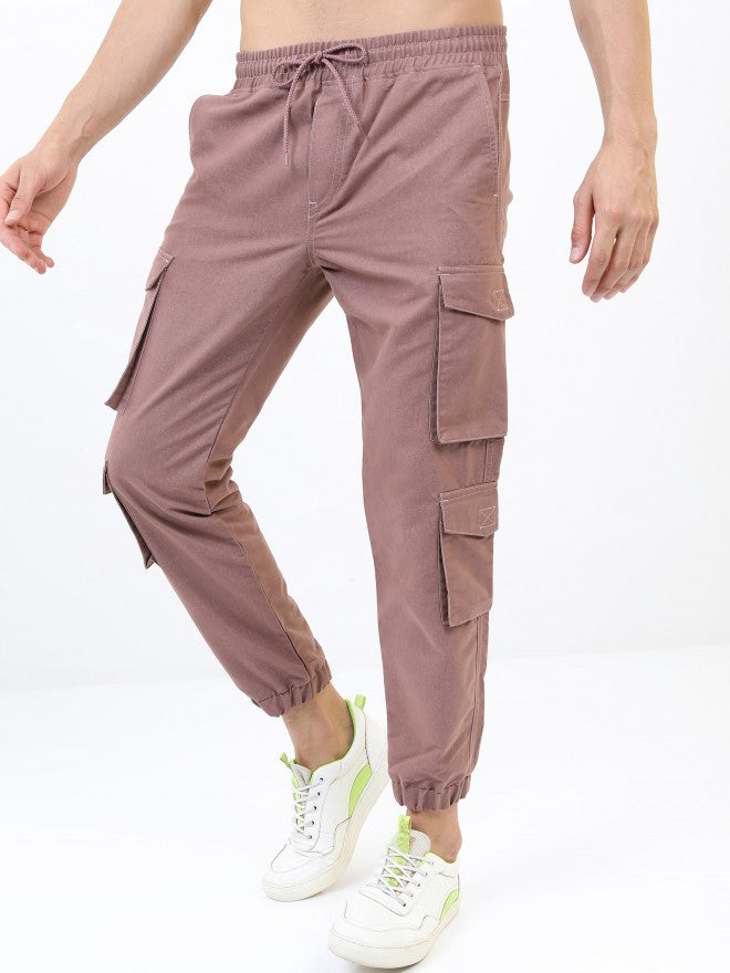 Highlander Men Rose Taupe Regular Fit Joggers - Copper - Image 4