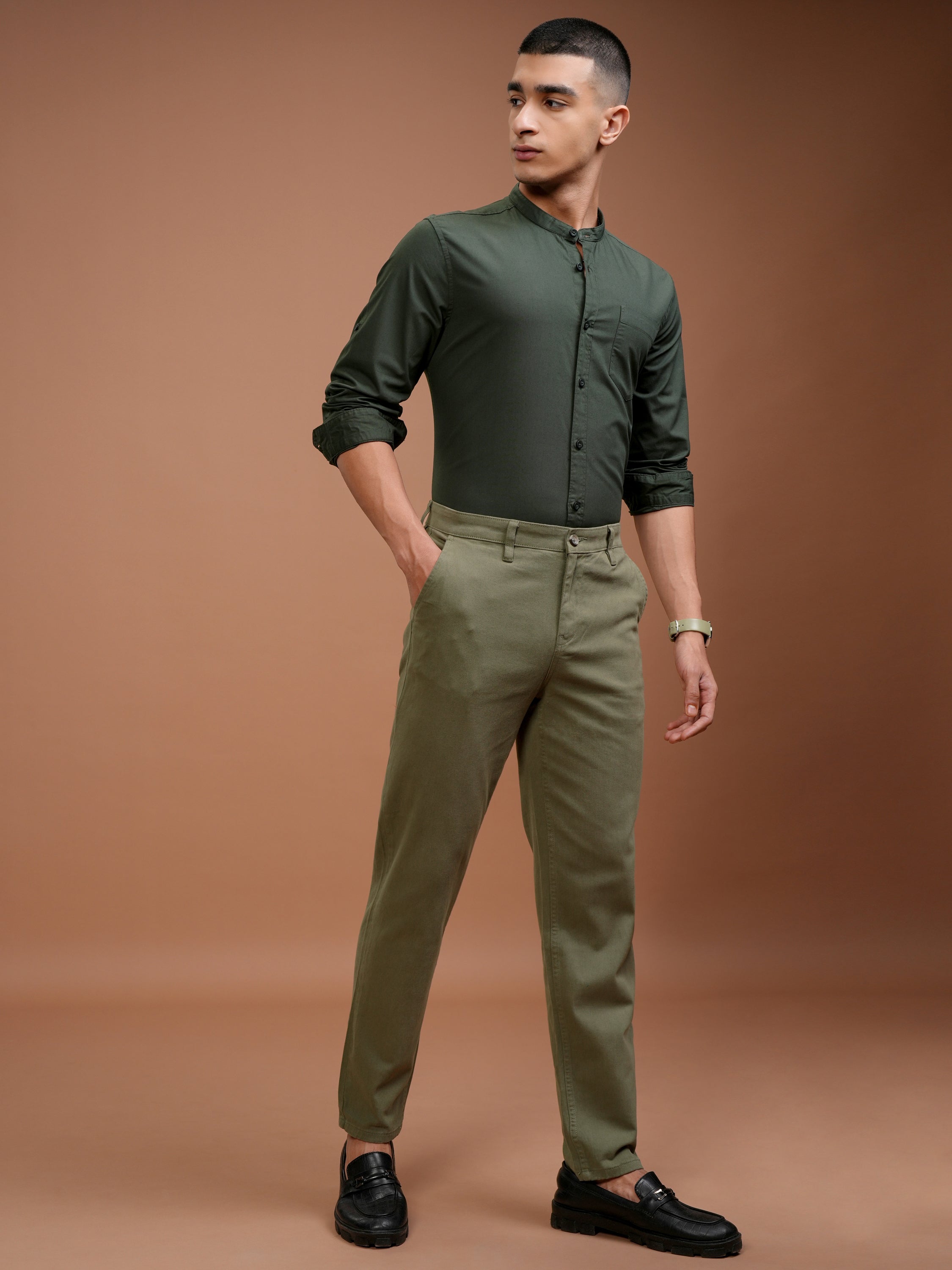 Highlander Men Capulet Olive Tapered Fit Chinos - Olive - Image 2