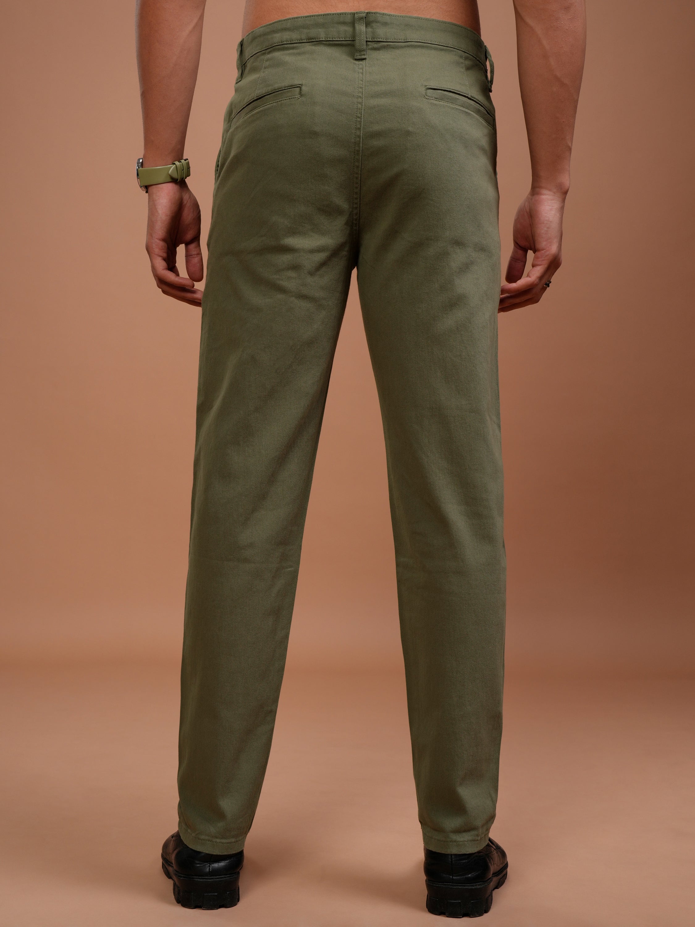 Highlander Men Capulet Olive Tapered Fit Chinos - Olive - Image 3
