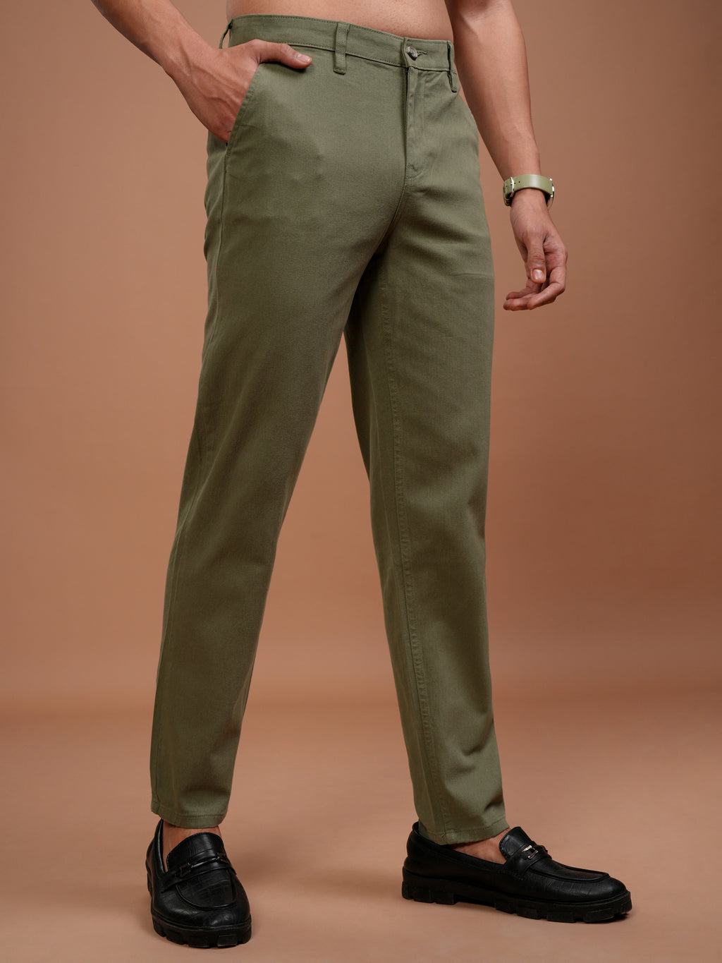 Highlander Men Capulet Olive Tapered Fit Chinos - Olive - Image 6