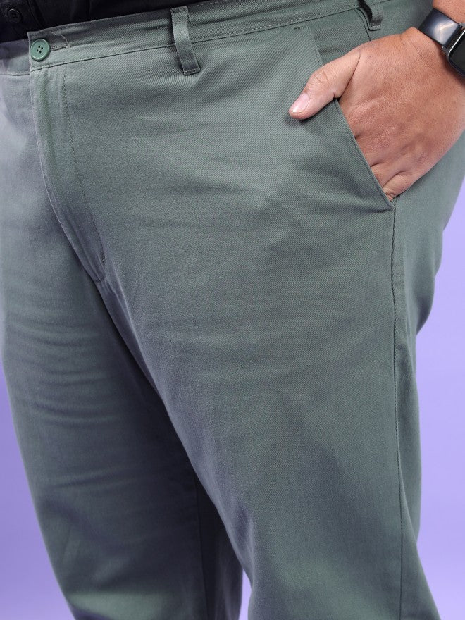 Highlander Men Laurel Wreath Regular Fit Solid Chino Trouser - Green - Image 5