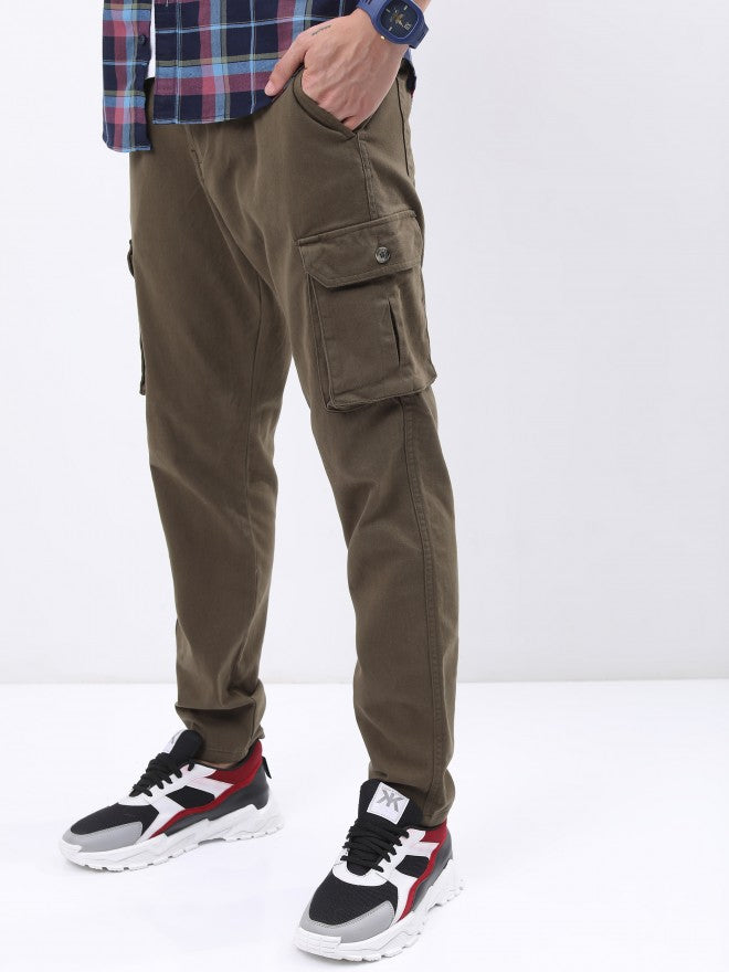 Highlander Men Olive Slim Fit Solid Cargo - Olive - Image 1