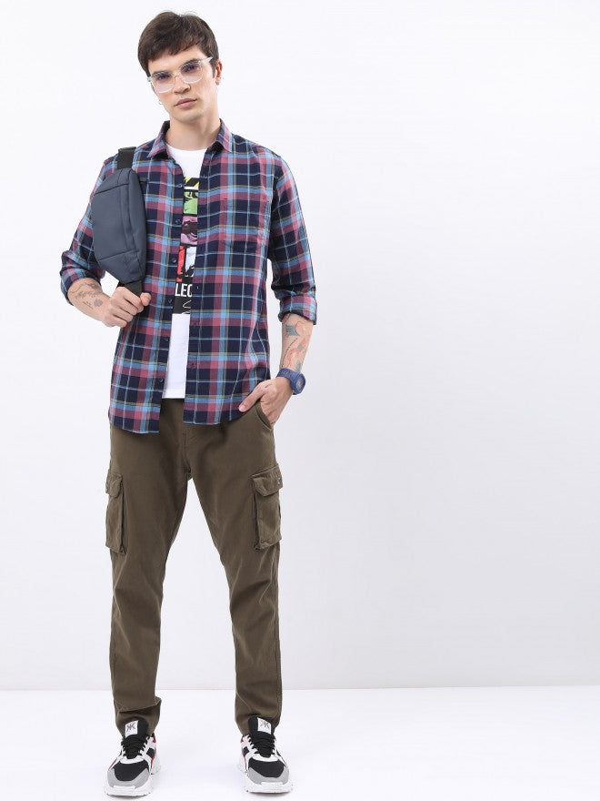 Highlander Men Olive Slim Fit Solid Cargo - Olive - Image 2