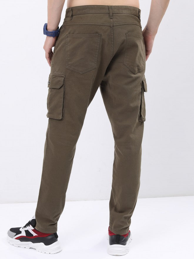 Highlander Men Olive Slim Fit Solid Cargo - Olive - Image 3