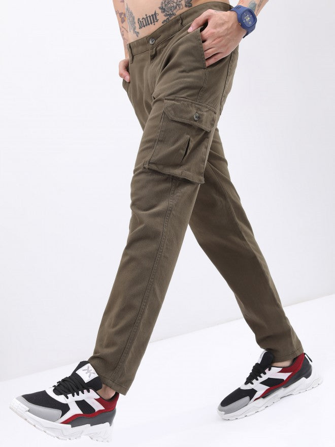 Highlander Men Olive Slim Fit Solid Cargo - Olive - Image 4